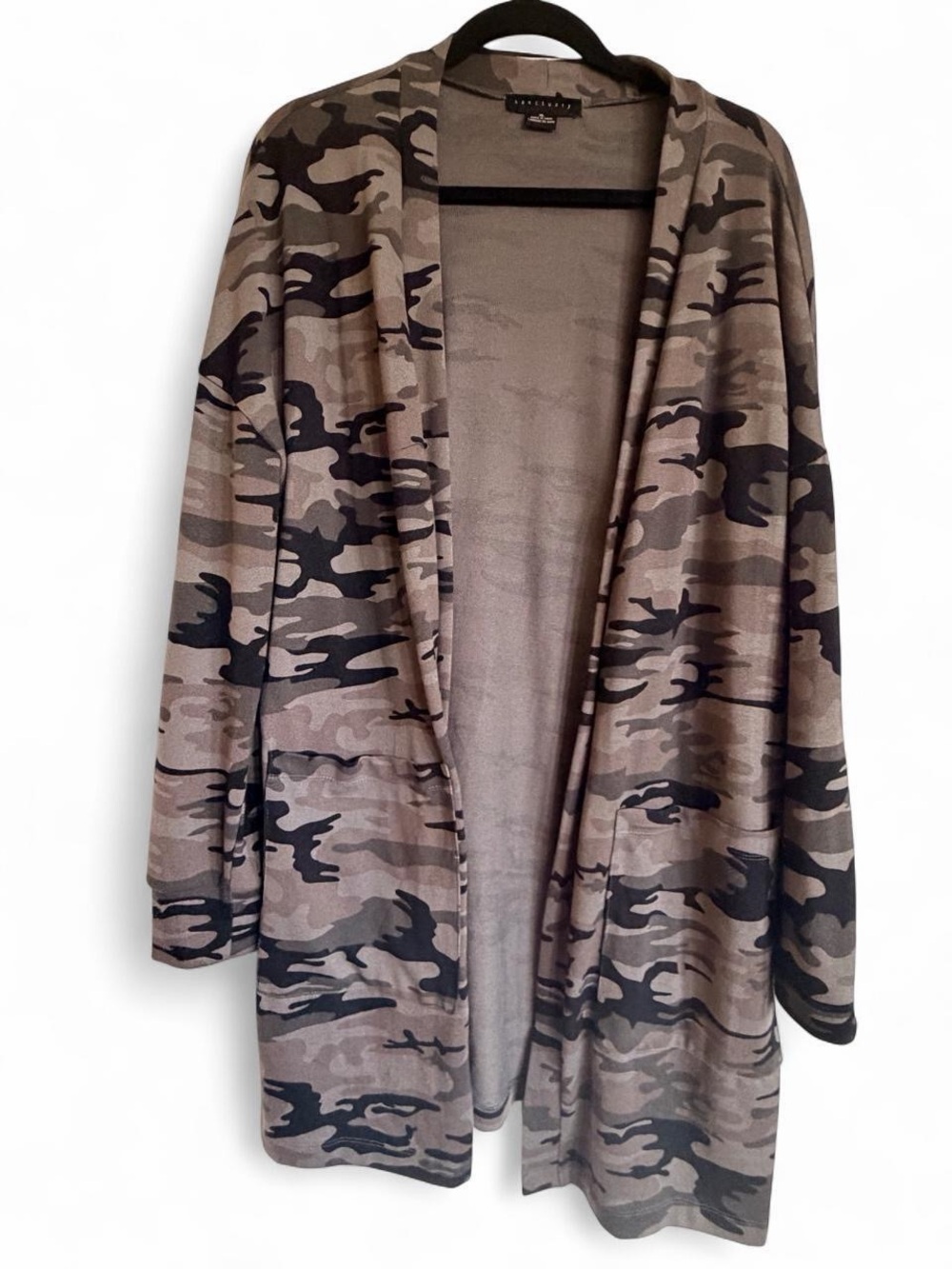 Sanctuary Open-Front Camo Cardigan
